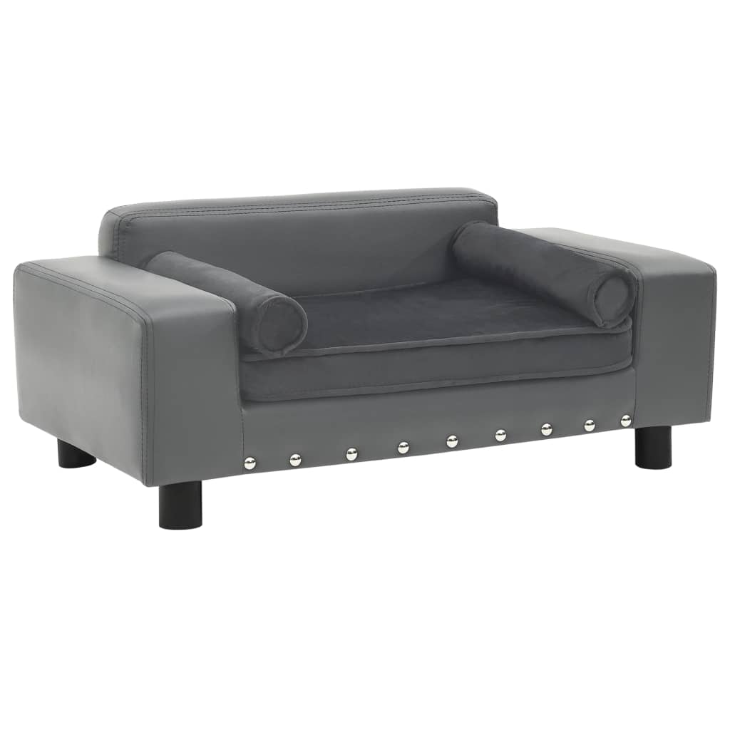 vidaXL Dog Sofa Puppy Couch Bed with Washable Cover Plush and Faux Leather-1
